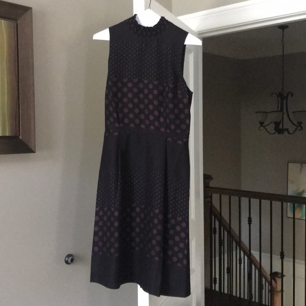 Dress- black w purple polka dots